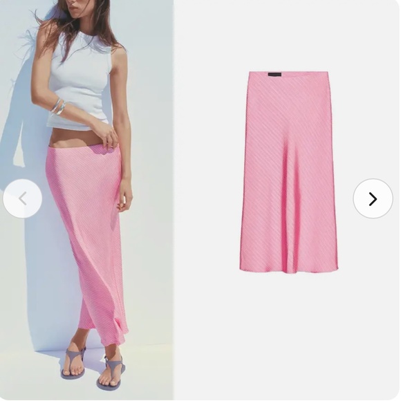 ZARA STRIPED SATIN MIDI SKIRT NWT - Picture 8 of 10